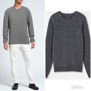 Versace men’s cashmere Greca melange sweater in grey NWT